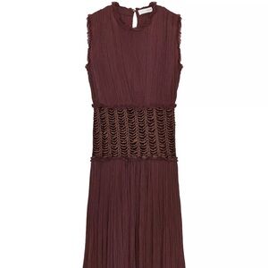Zara Brown Maxi Dress with Textured Detail